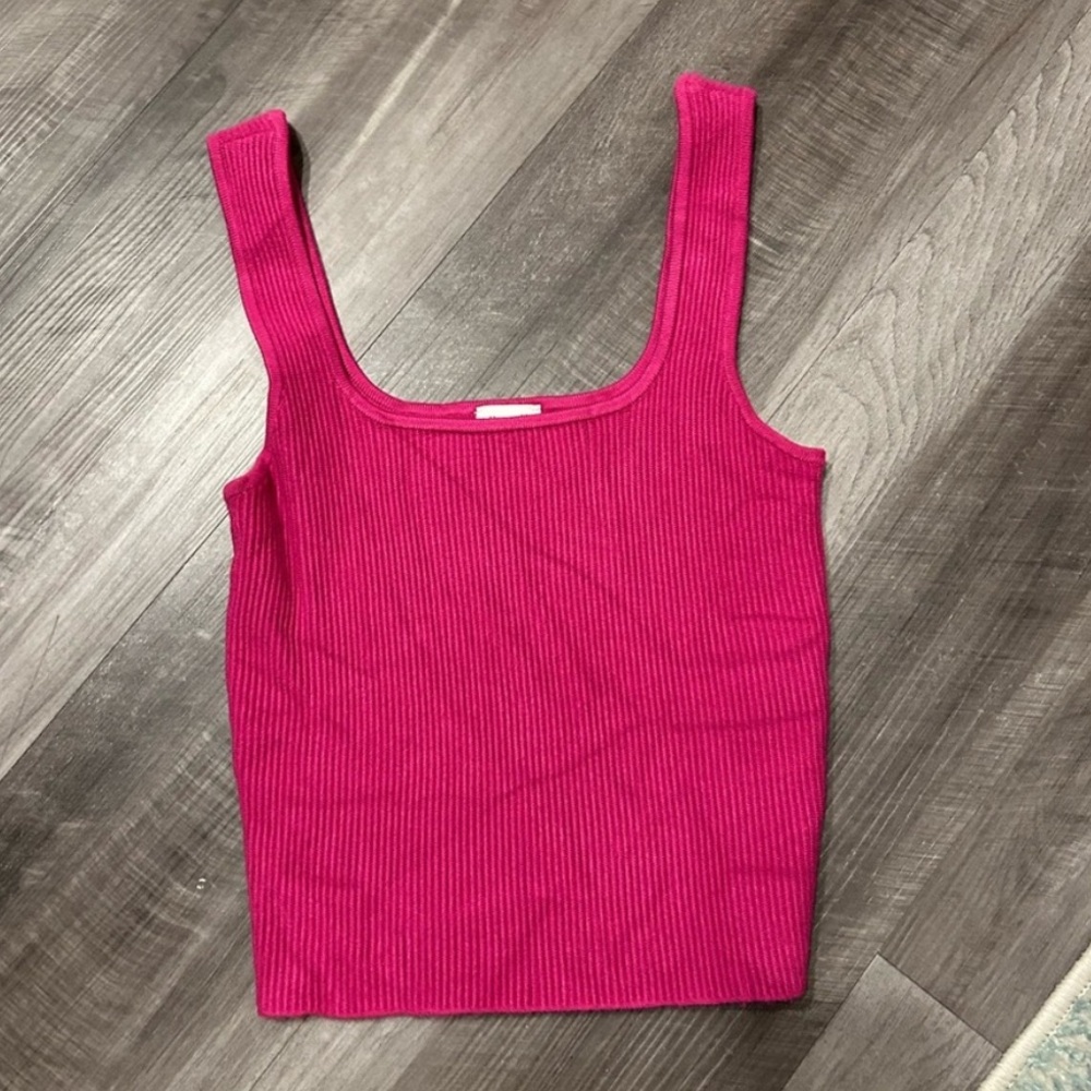 Abercrombie & Fitch Magenta Pink Ribbed Square Neck Tank Top